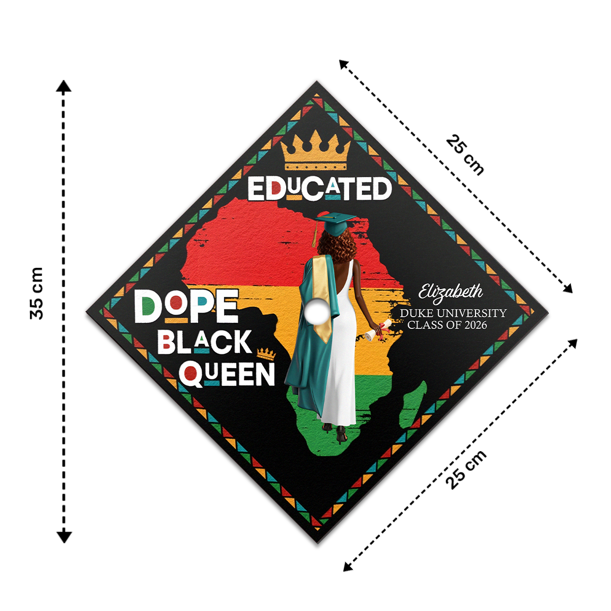Dope Black Queen - Personalized Graduation Cap Topper