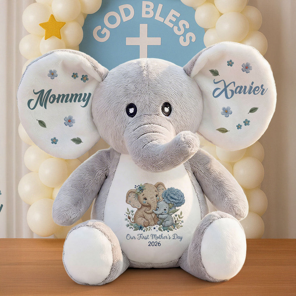 Our First Mother's Day - Personalized Stuffed Elephant