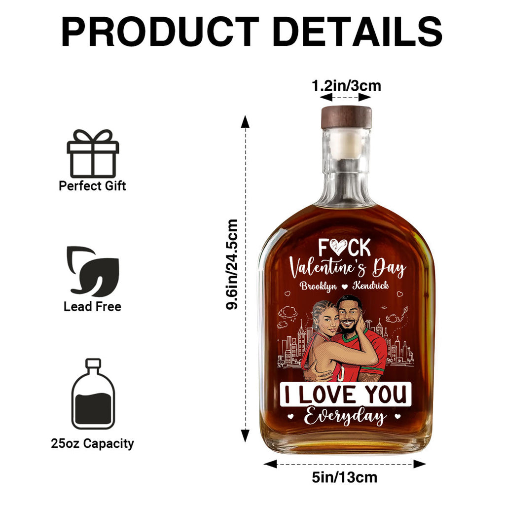 I Love You Everyday Comic Version - Personalized Whiskey Bottle