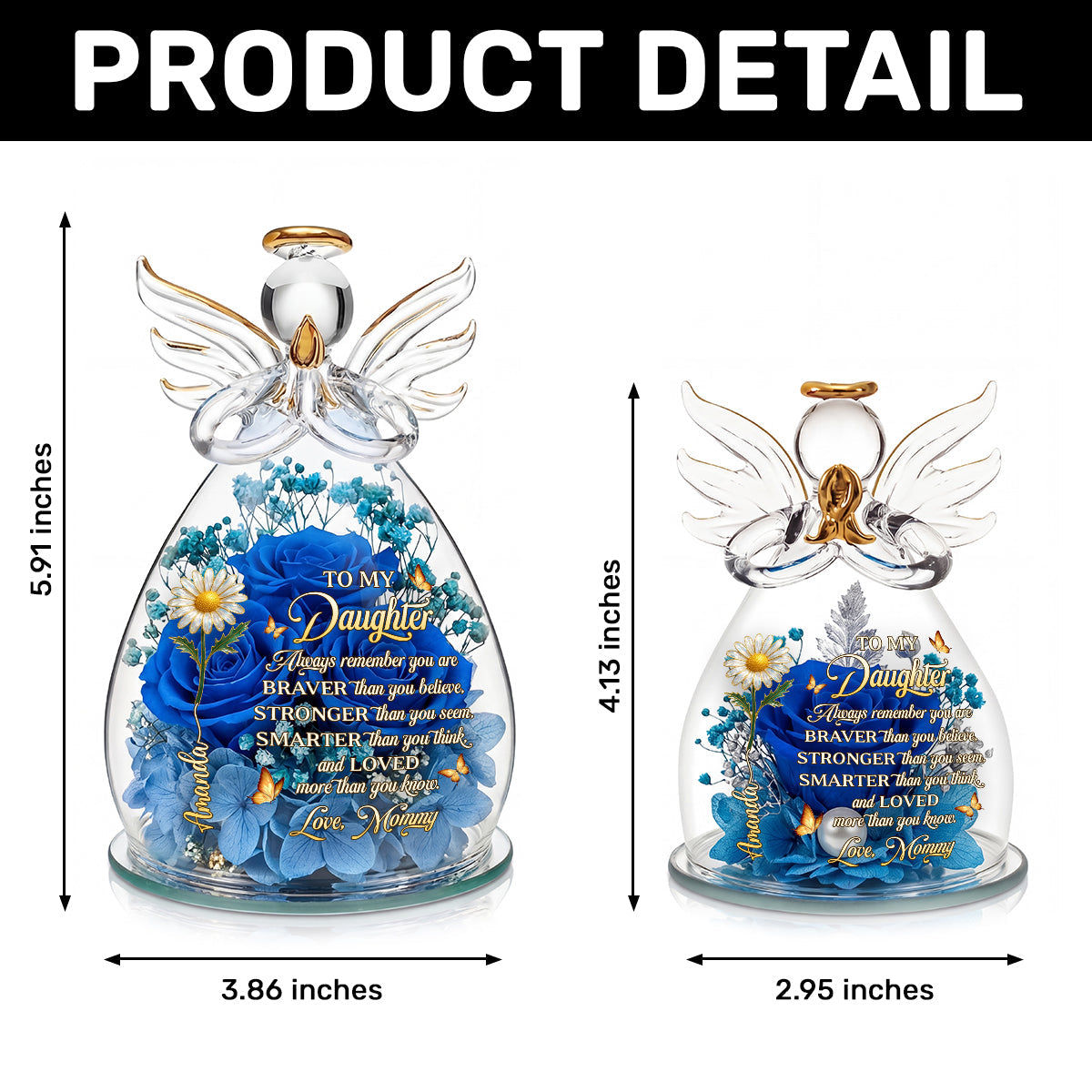 You Are Loved More Than You Know - Personalized Angel Dome With Preserved Flowers