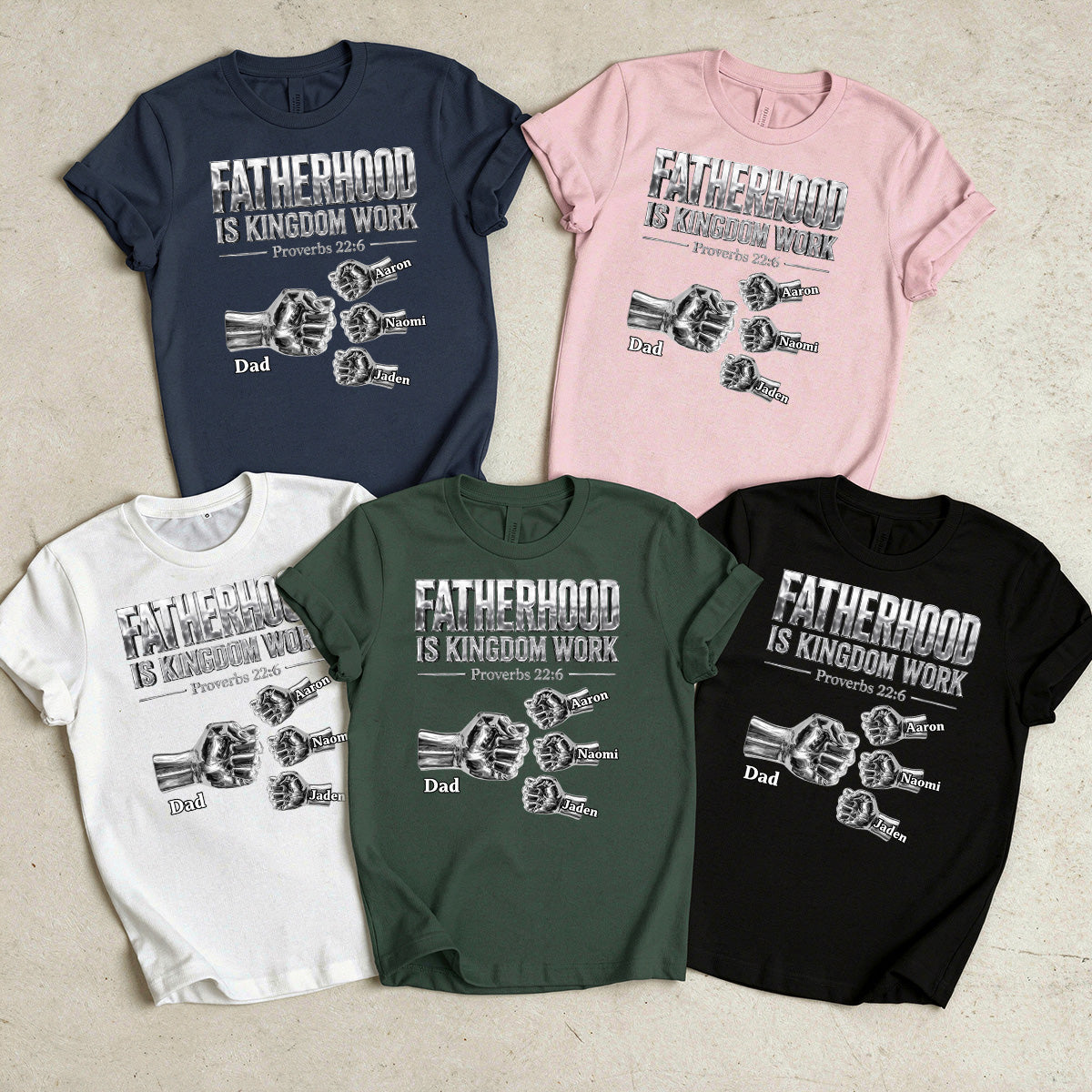 Fatherhood Is Kingdom Work Silver Fist Bump - Personalized 2D Unisex T-shirt