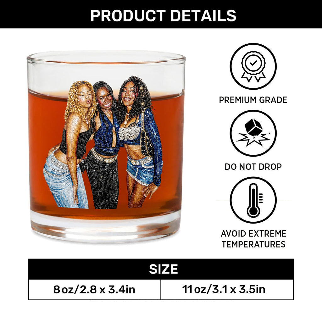 Oh Sip It's A Girls Trip - Personalized Round Whiskey Glass