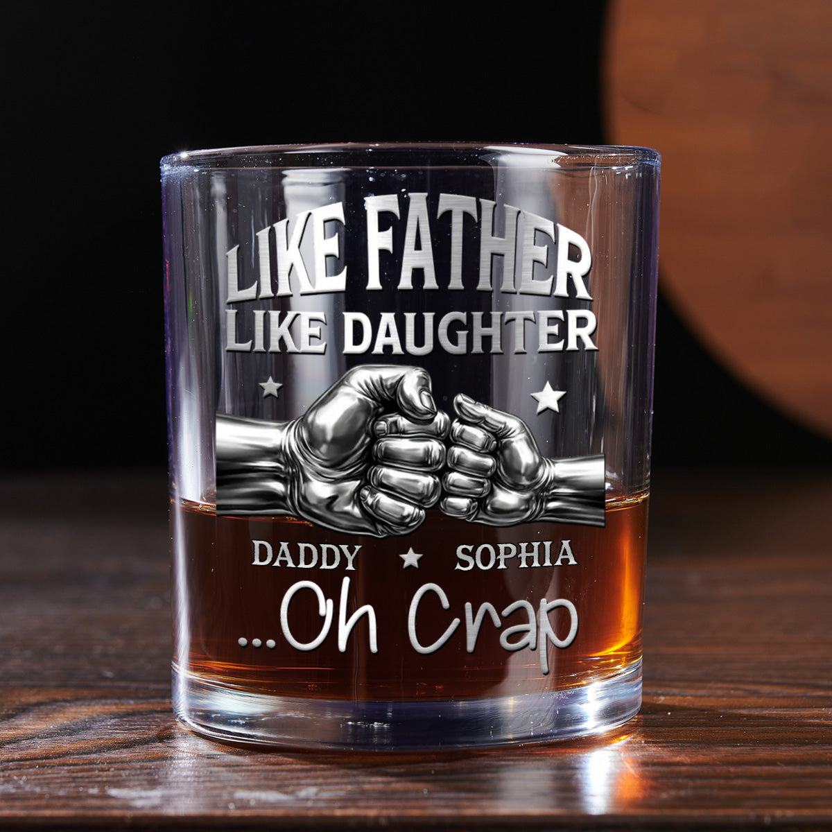 Like Father Like Daughter  - Personalized Round Whiskey Glass