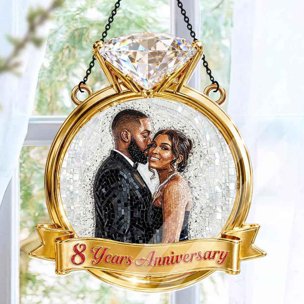Custom Photo Stained Glass Portrait Couple Anniversary Gift - Personalized Acrylic Suncatcher