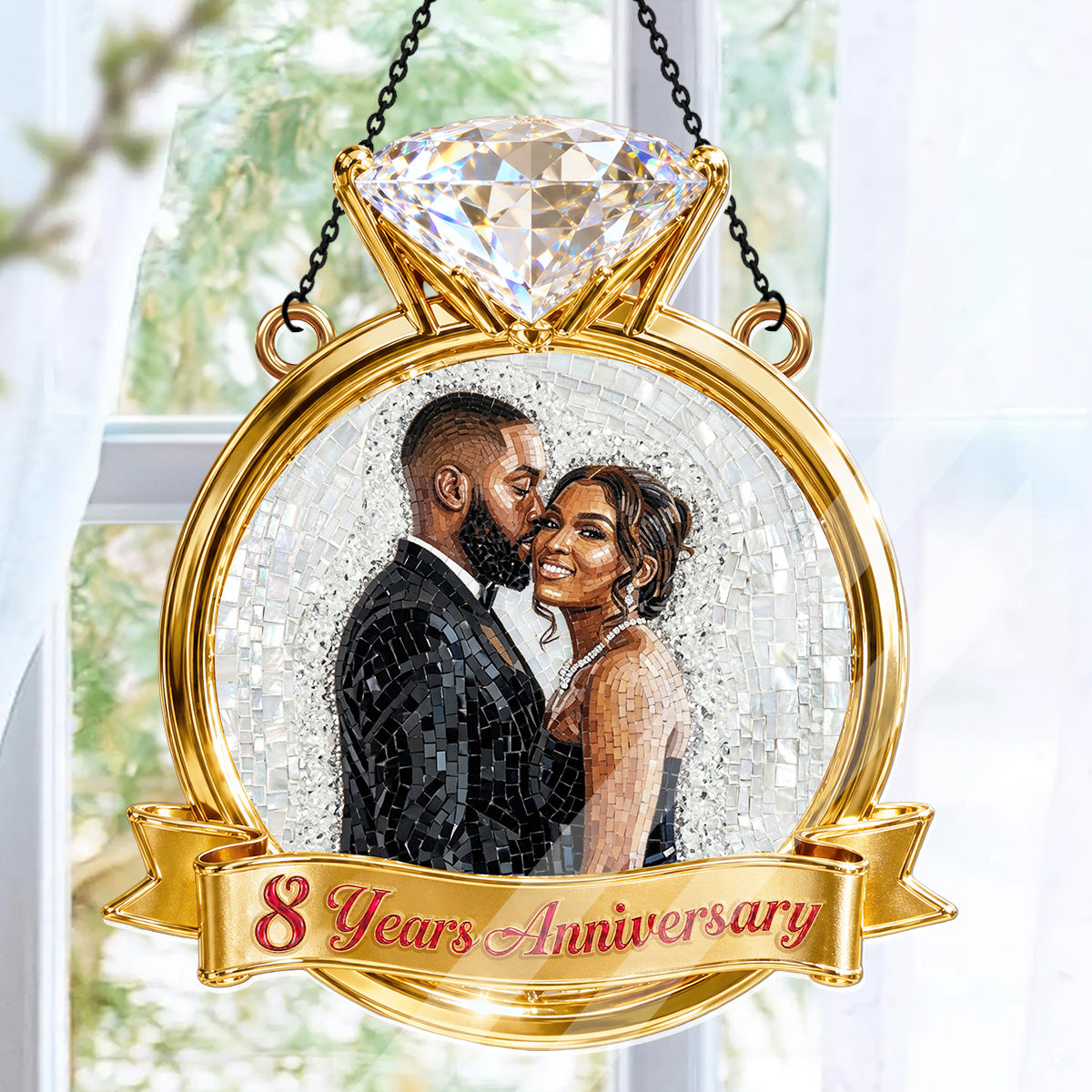 Custom Photo Stained Glass Portrait Couple Anniversary Gift - Personalized Acrylic Suncatcher