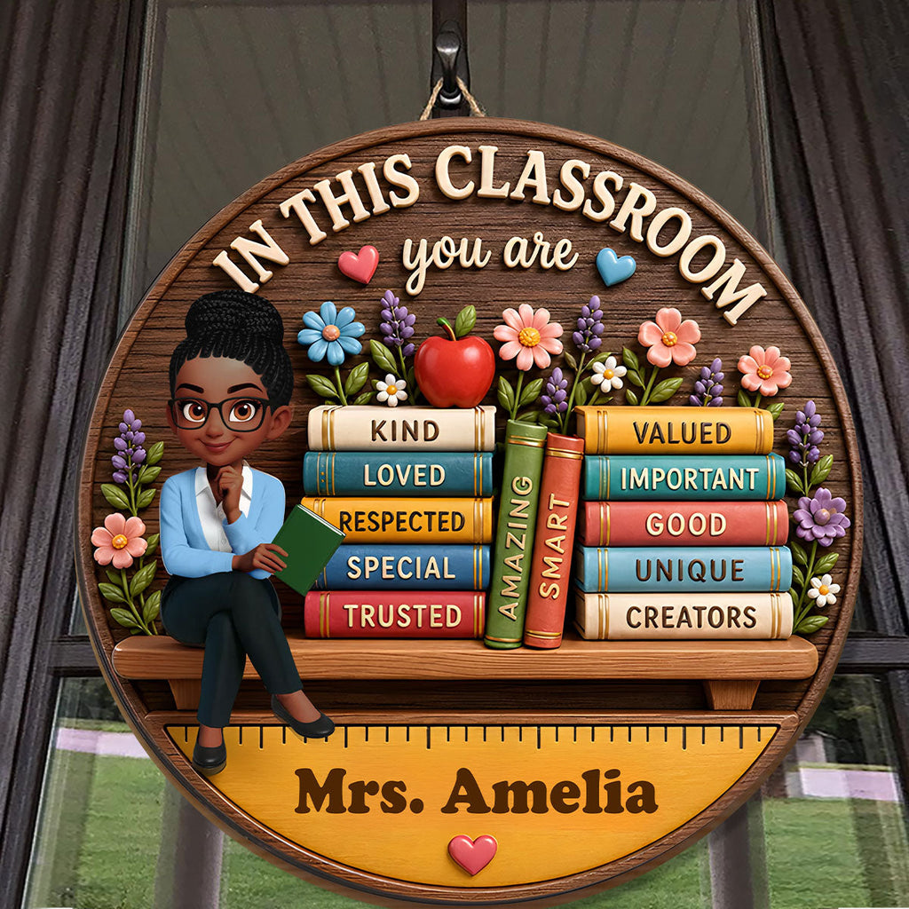 Custom Teacher in This Classroom Back to School Gift for Teachers - Personalized Wooden Door Sign