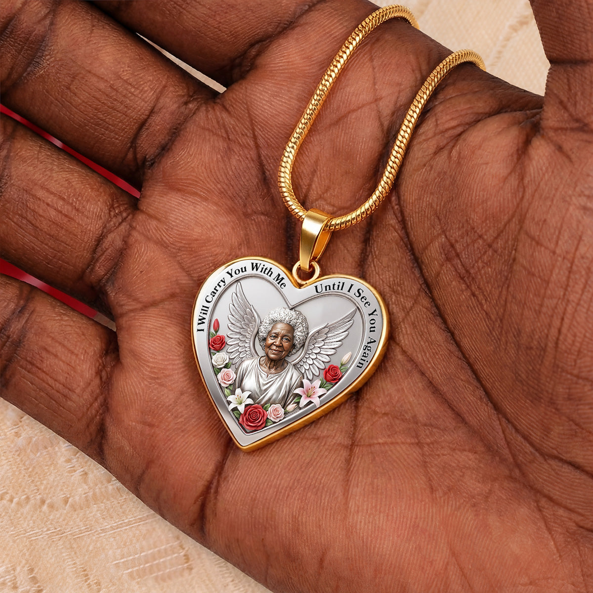 I Will Carry You With Me Until I See You Again - Personalized Heart Necklace