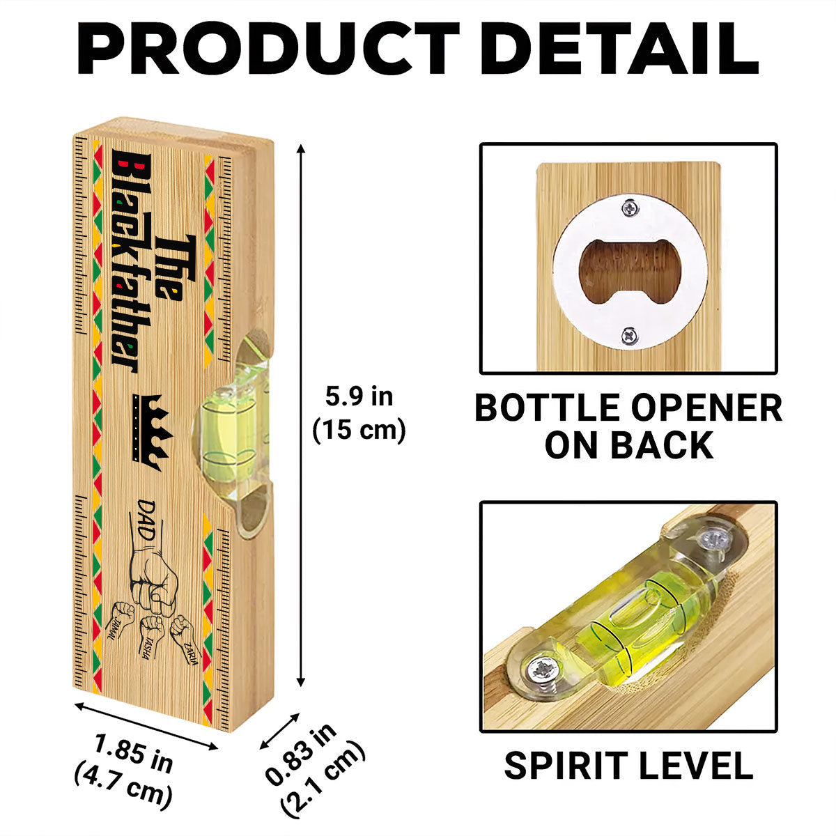 The Blackfather - Personalized Wooden Spirit Level Bottle Opener