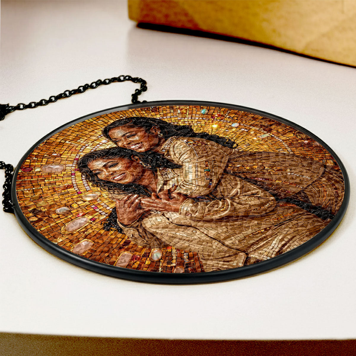 Custom Photo Portrait Premium Mosaic Mom Grandma Parents Family - Personalized Stained Glass Window Hanging Suncatcher