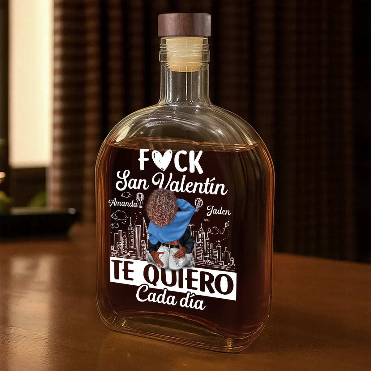 Te Quiero Cada Día - Personalized Whiskey Bottle