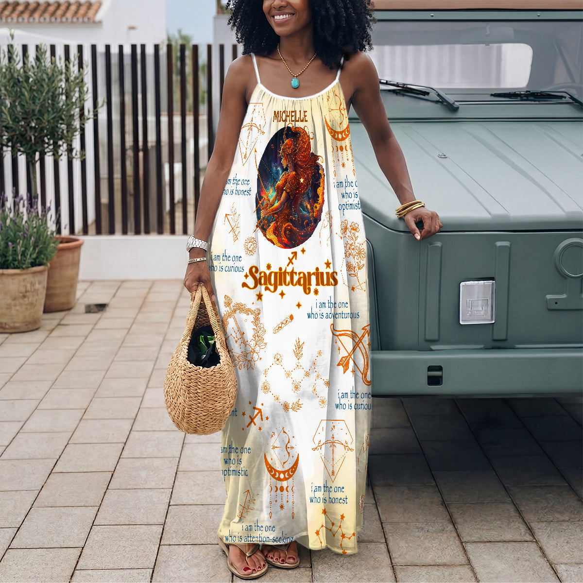 12 Zodiac Signs - Personalized Backless Cami Maxi Dress