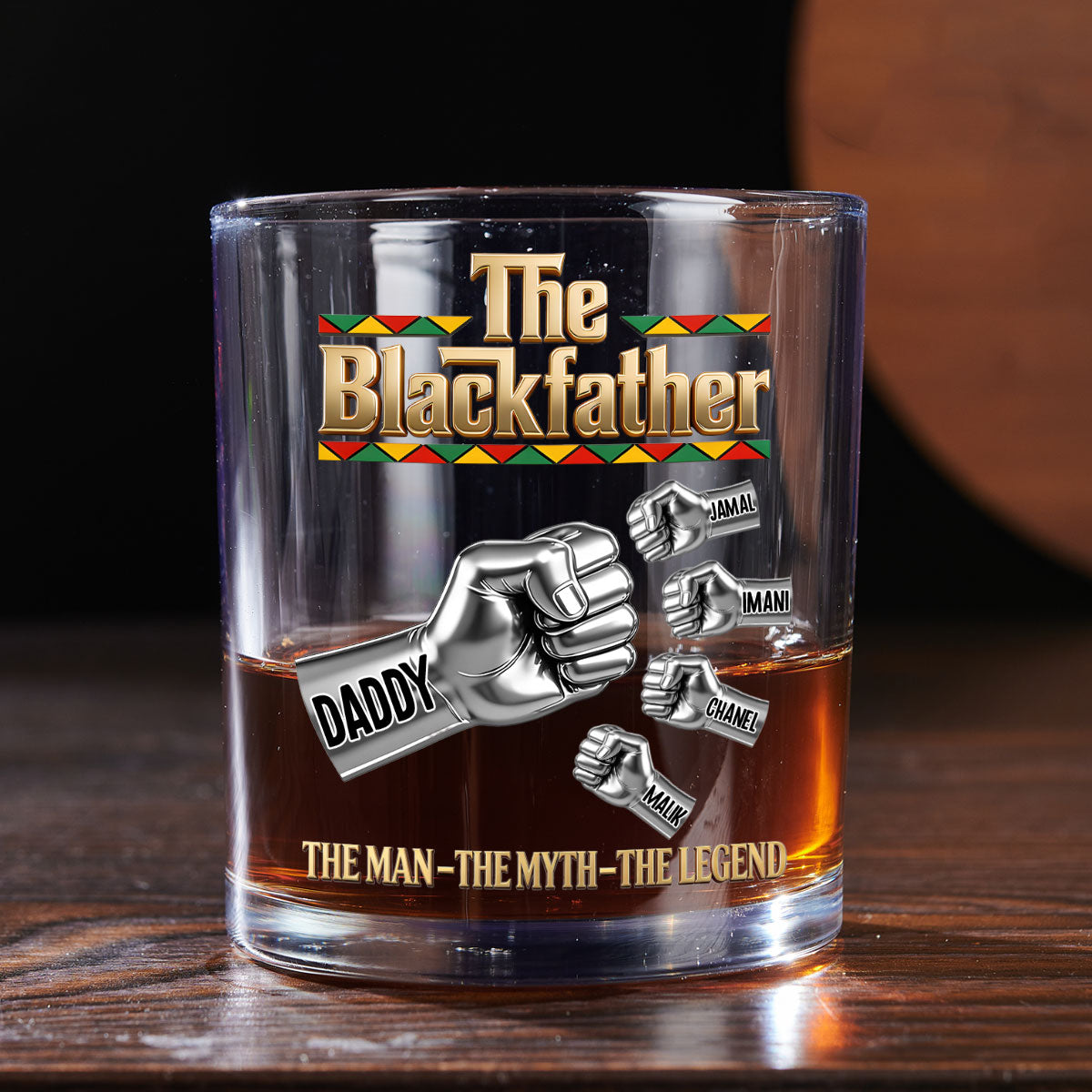 The Blackfather  - Personalized Round Whiskey Glass