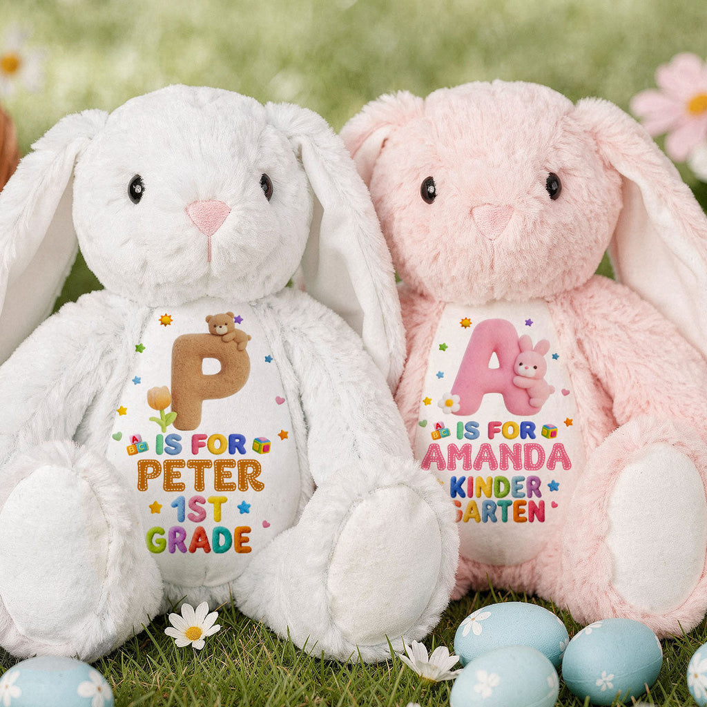 Fluffy Alphabet Back To School - Personalized Stuffed Bunny