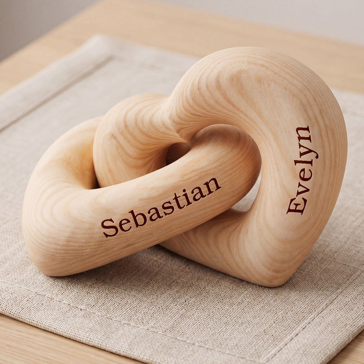 Can't Be Without Each Other - Personalized Interlocking Wooden Hearts