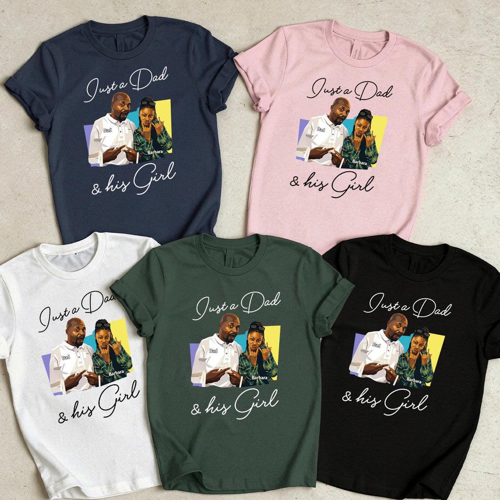 Custom Photo Poster Art Just A Dad And His Girl - Personalized 2D Unisex T-shirt