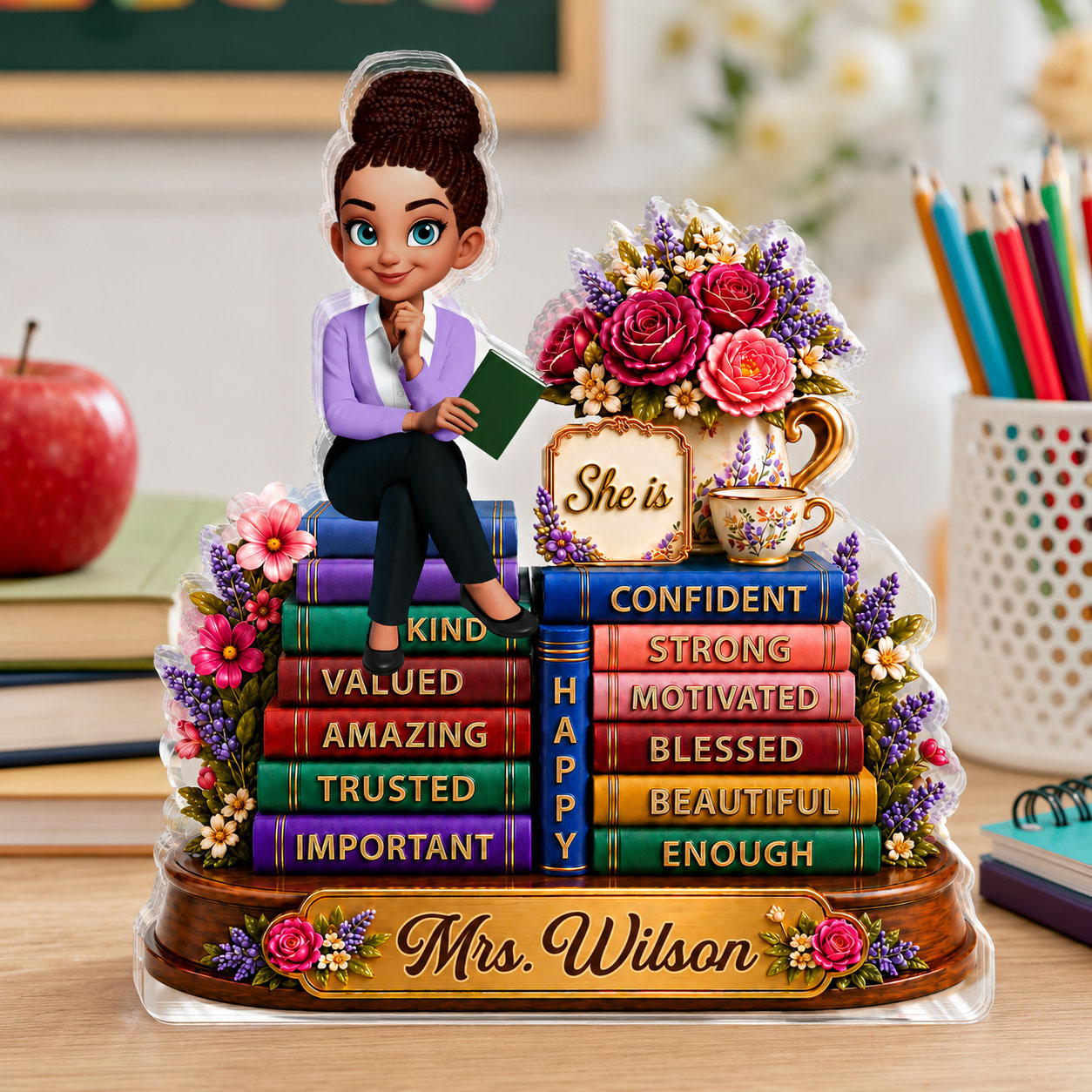Afirmations For Teacher - Personalized Custom Shaped Acrylic Plaque