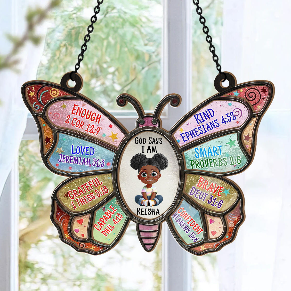 God Says I Am - Personalized Window Hanging Suncatcher