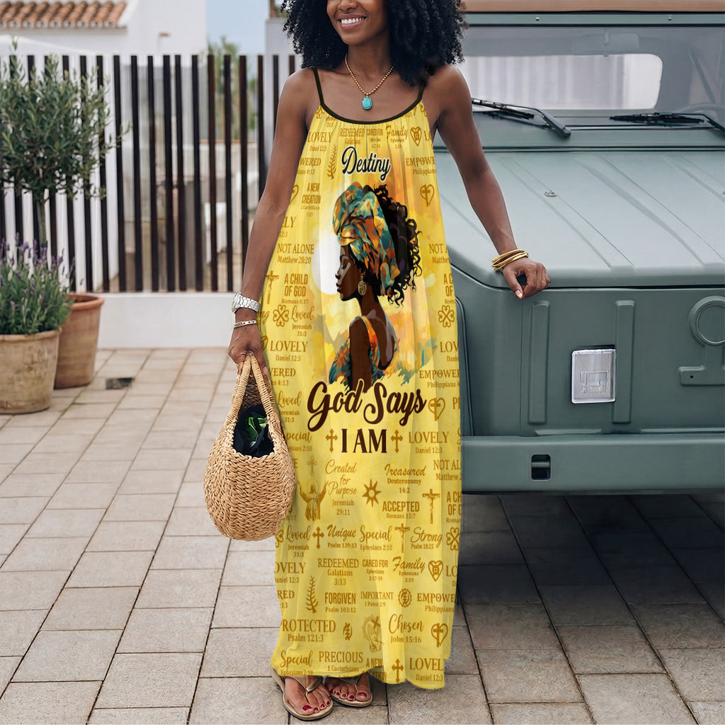 God Says I Am - Personalized Backless Cami Maxi Dress