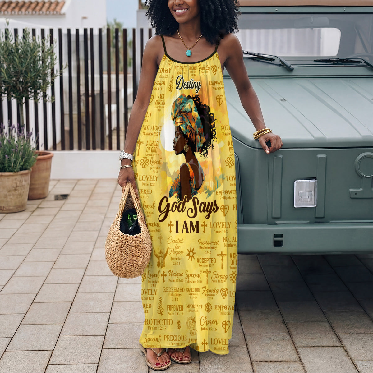 God Says I Am - Personalized Backless Cami Maxi Dress
