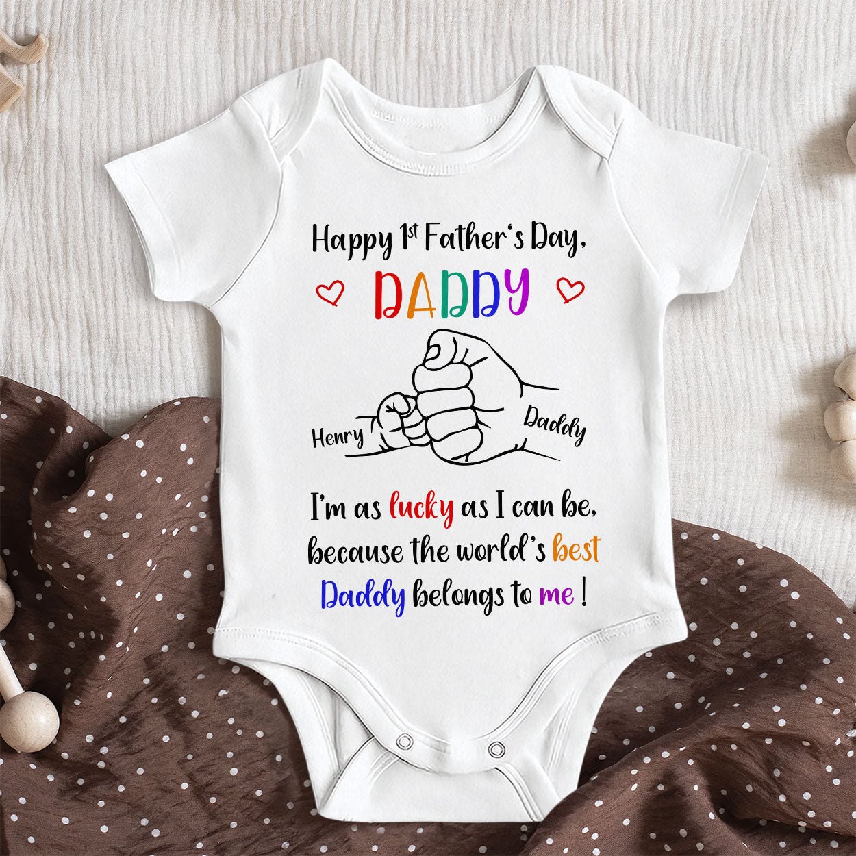 Happy First Father's Day - Personalized Baby Onesie