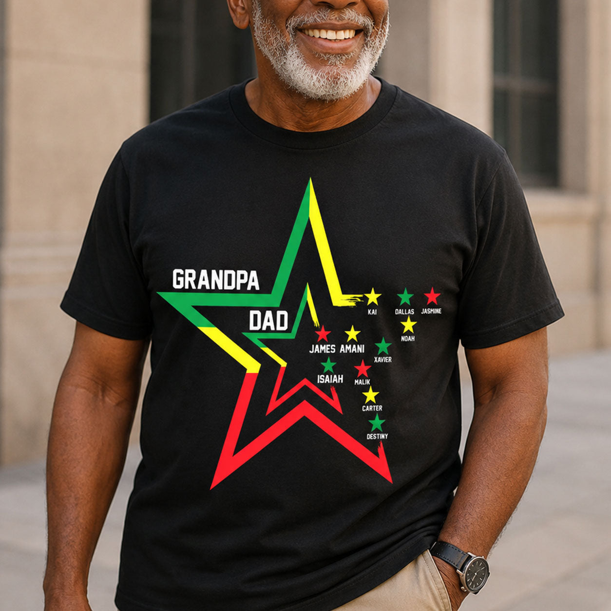 Star For Dad And Grandpa - Personalized 2D Unisex T-shirt
