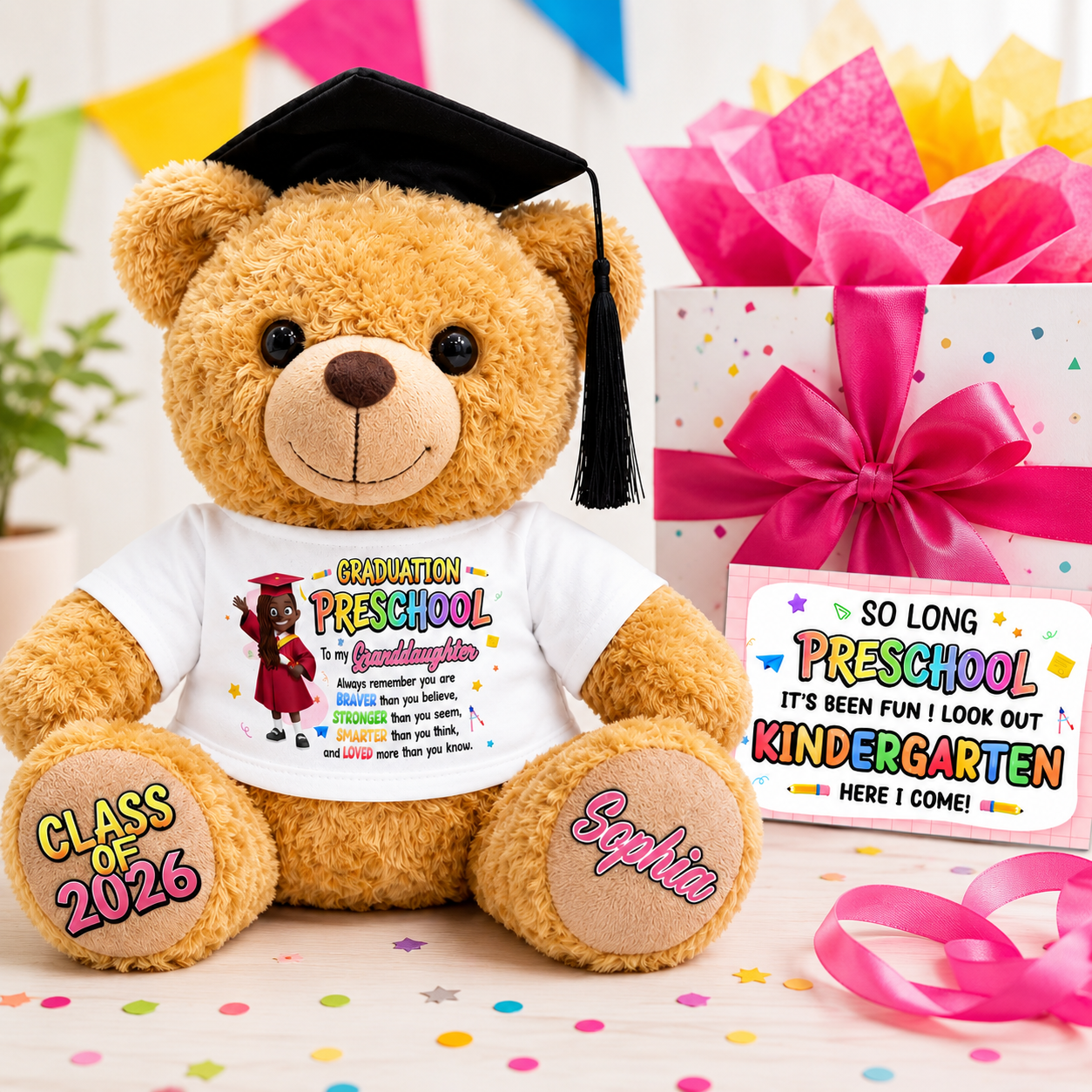 Preschool Kindergarten Graduation - Personalized Graduation Bear With Card