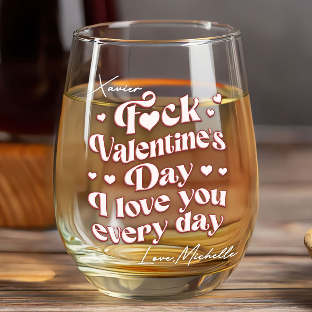 I Love You Everyday Vintage - Personalized Stemless Wine Glass
