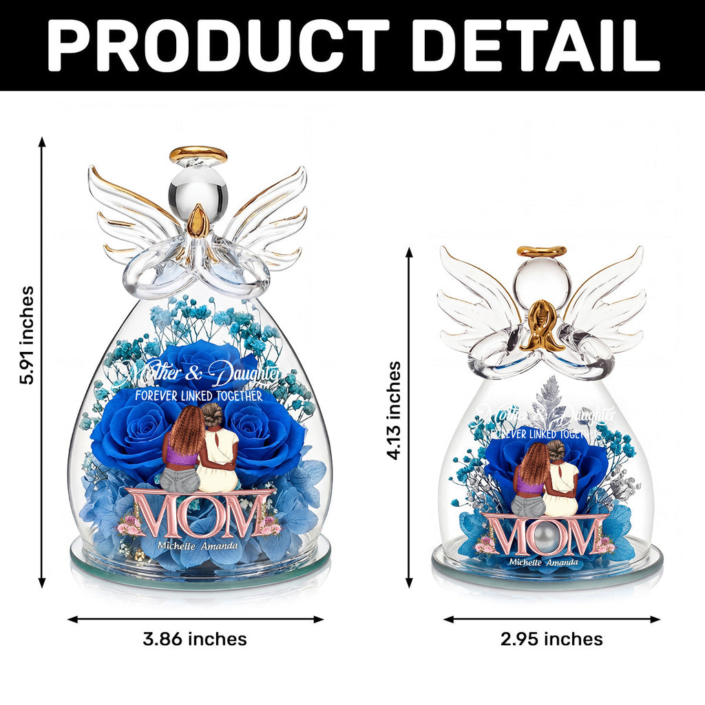 Mother And Daughter Forever Linked Together - Personalized Angel Dome With Preserved Flowers