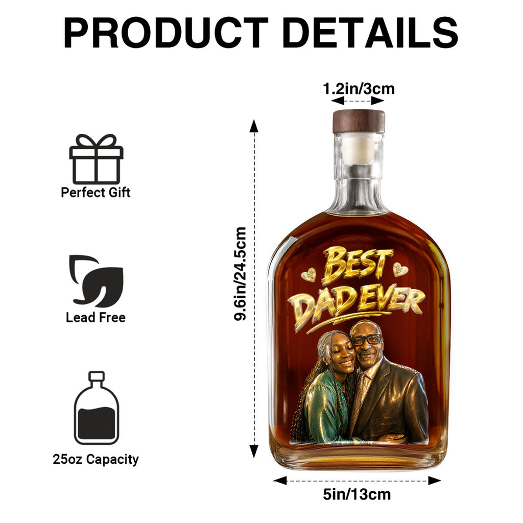 Custom Photo Portrait Dad Grandpa Family - Personalized Whiskey Bottle