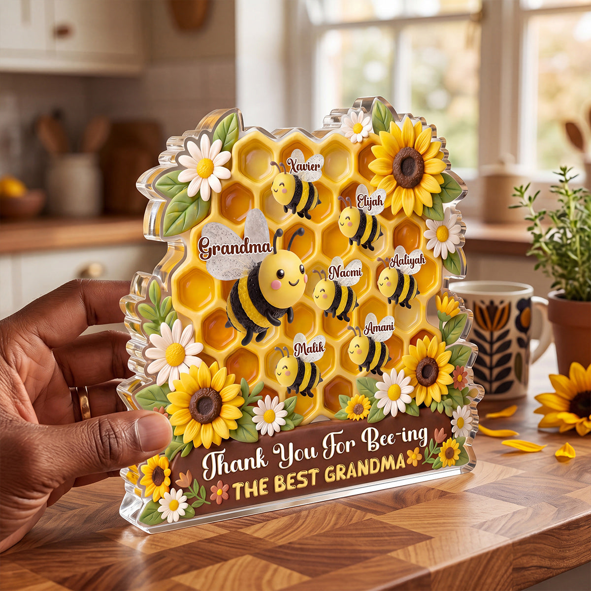 Thank You For Bee-ing The Best Grandma - Personalized Custom Shaped Acrylic Plaque