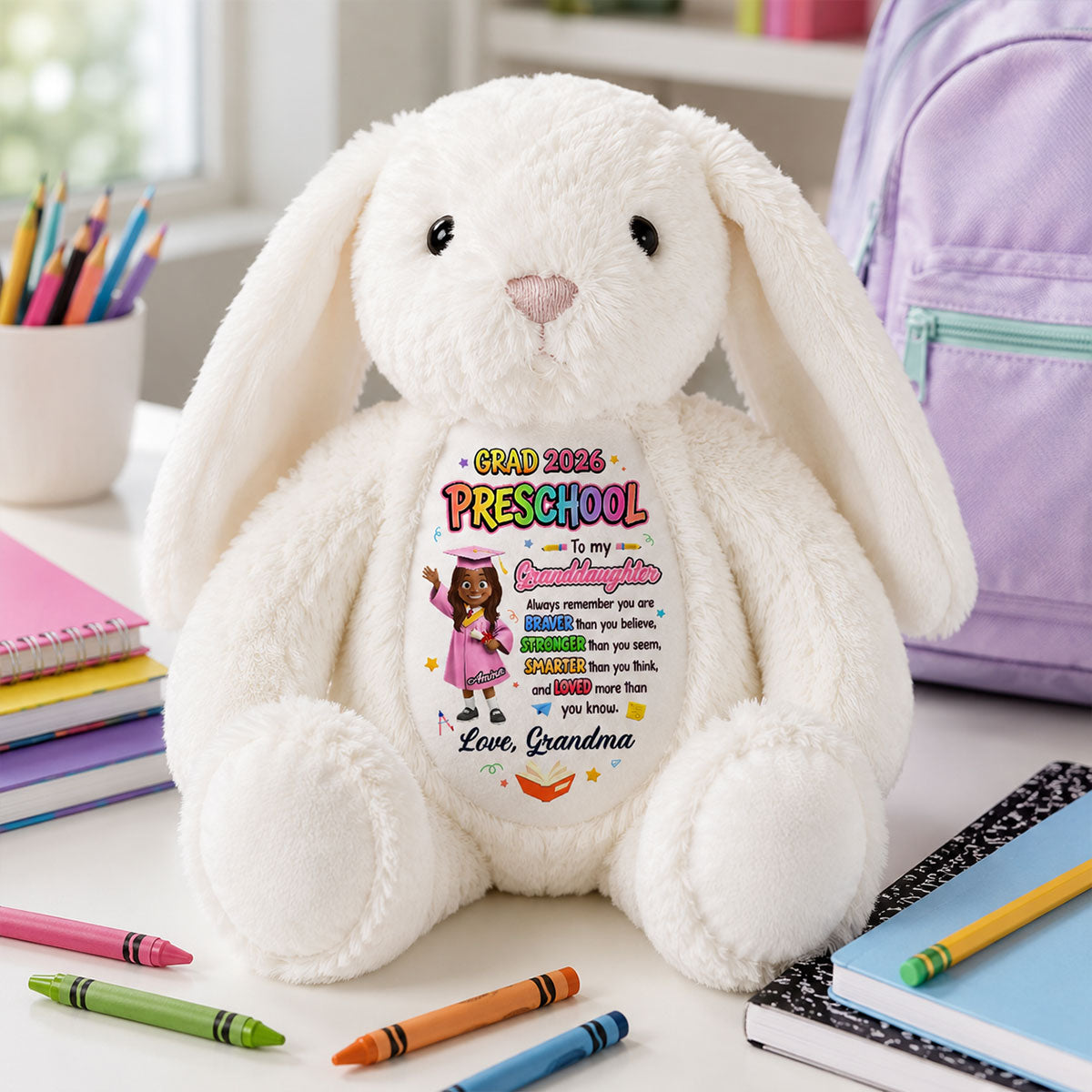 Preschool Kindergarten Graduation - Personalized Stuffed Bunny