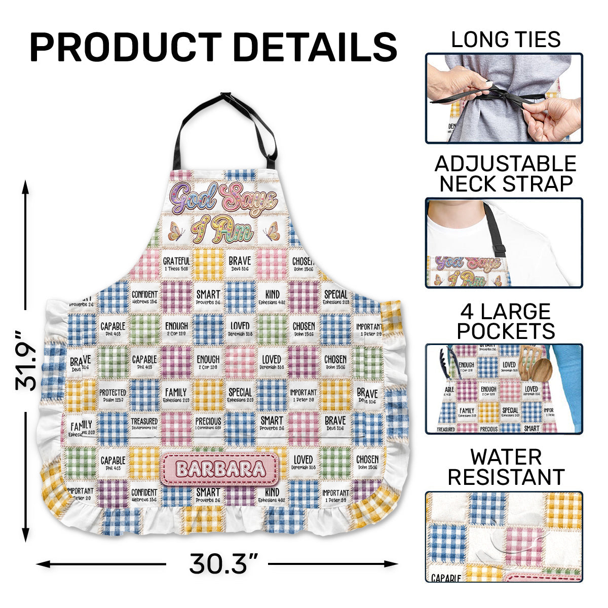 God Says I Am - Personalized Ruffled Apron