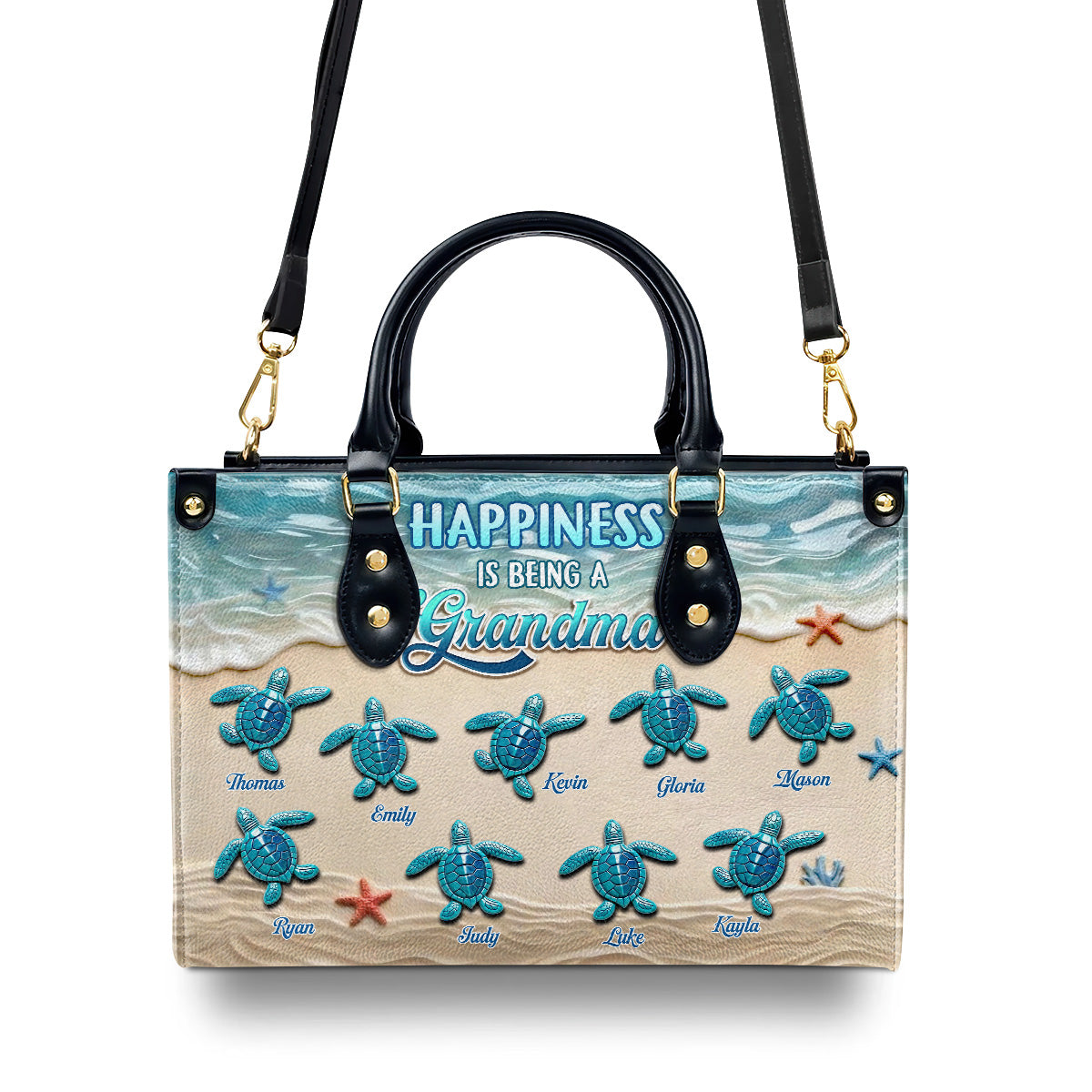 Happiness Is Being A Grandma - Personalized Leather Handbag
