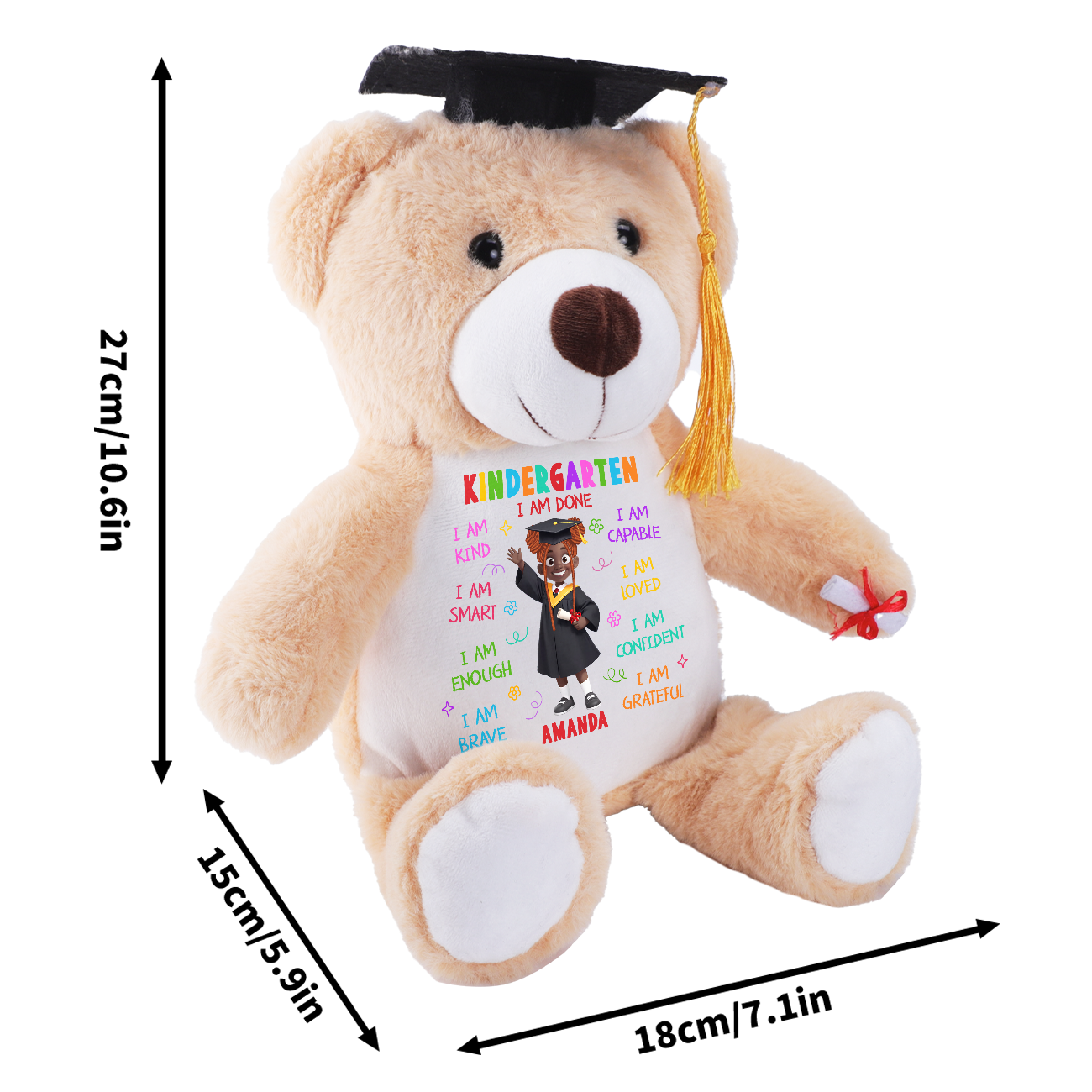Kindergarten I Am Done - Personalized Graduation Teddy Bear