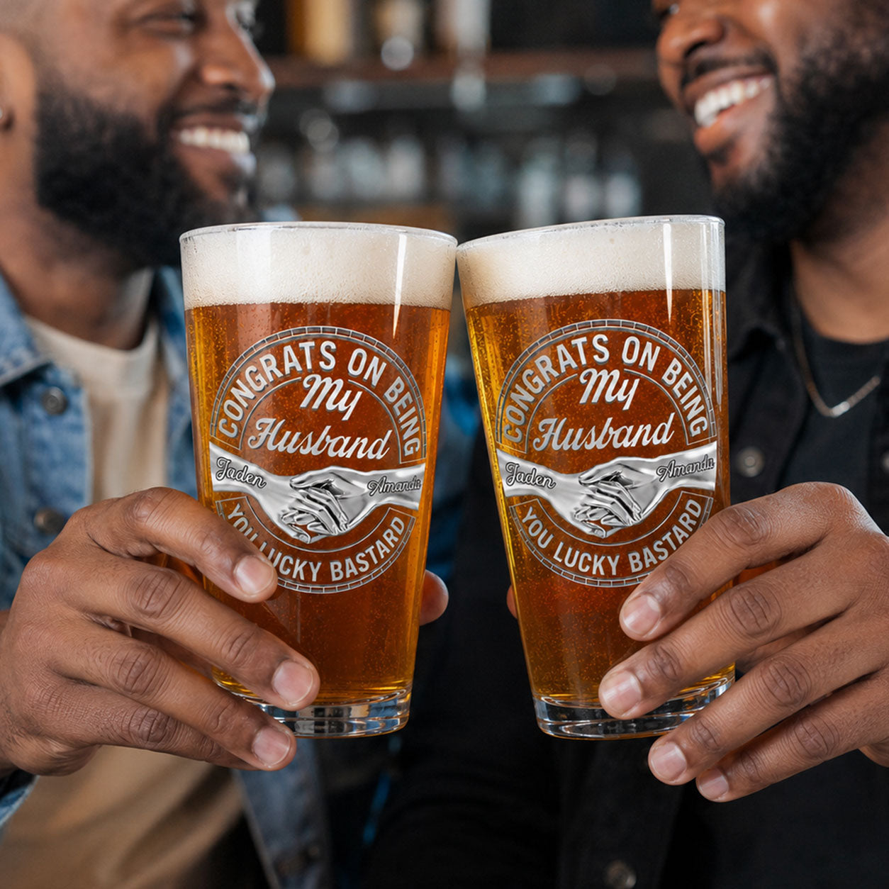 Congrats On Being My Husband - Personalized Beer Glass
