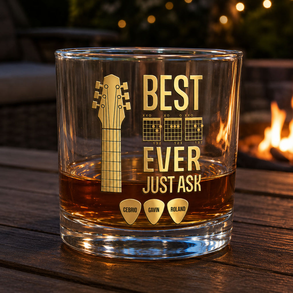 Music Dad - Personalized Round Whiskey Glass