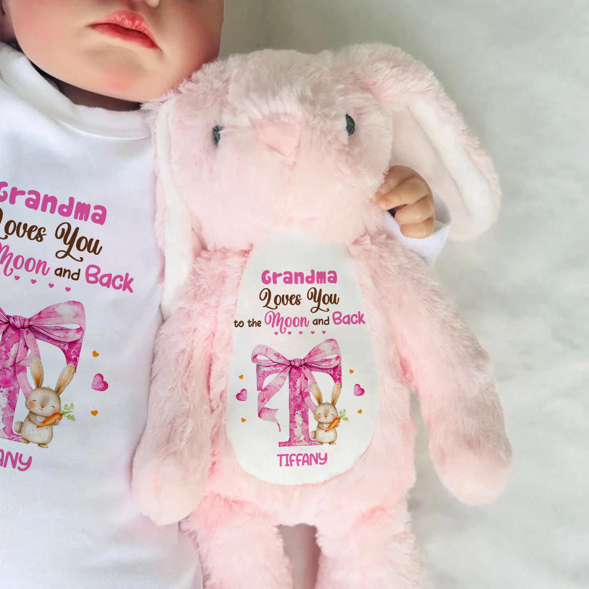 Grandma Loves You To The Moon And Back - Personalized Stuffed Bunny