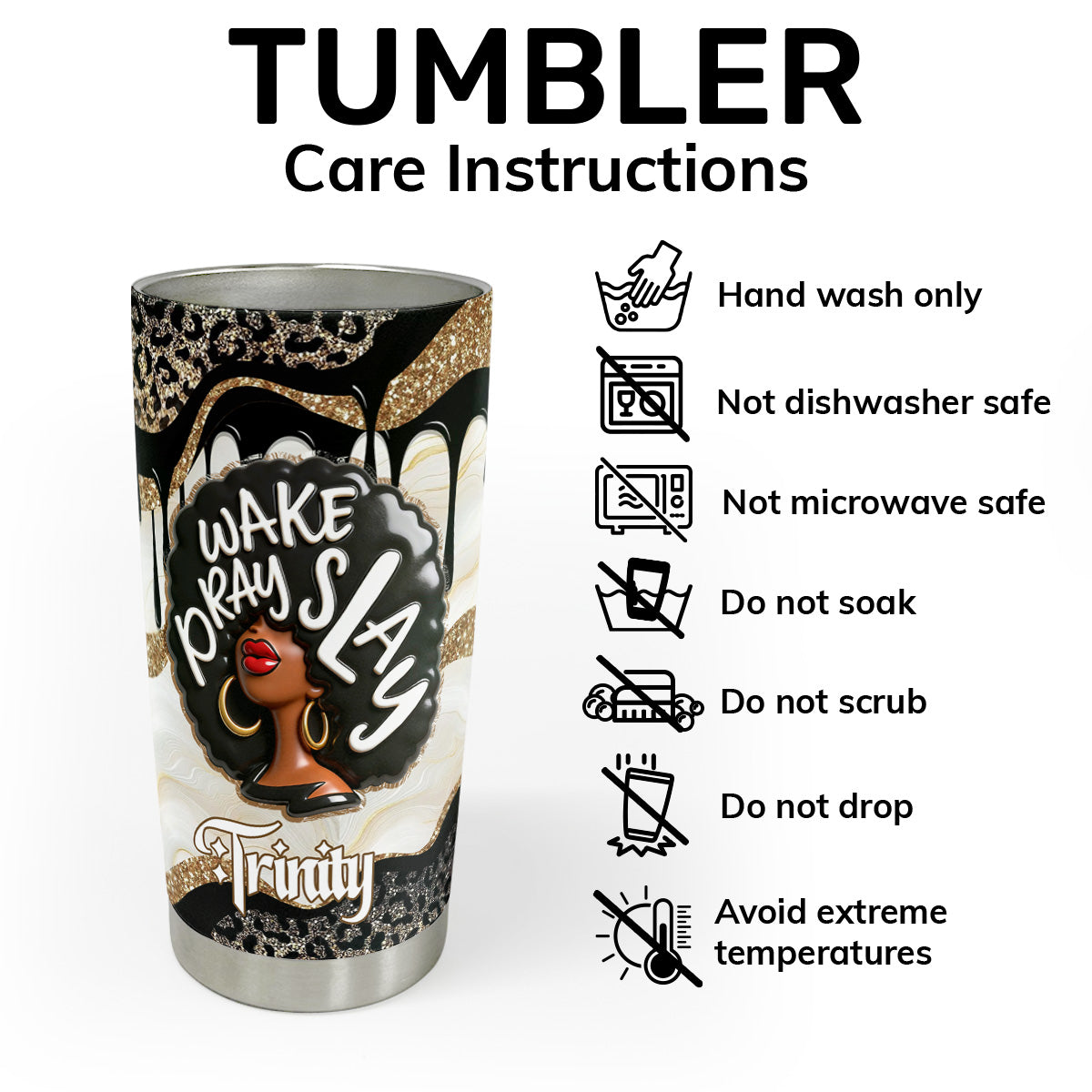 Wake Pray Slay - Personalized Stainless Steel Tumbler