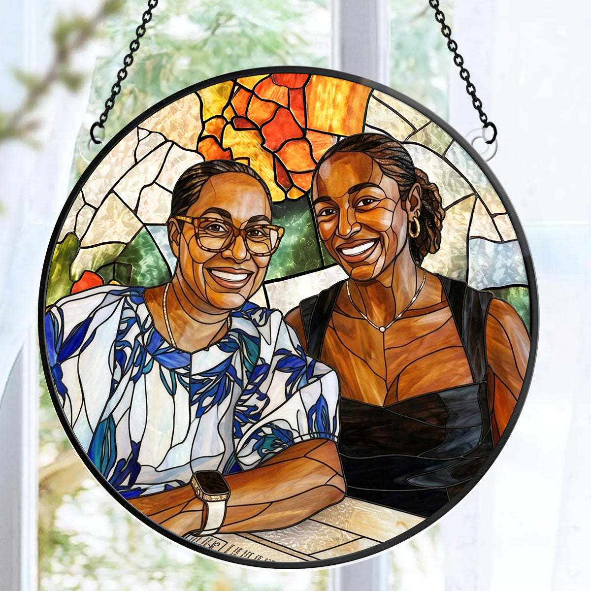Custom Photo Portrait Mom Grandma Parents Family - Personalized Acrylic Suncatcher