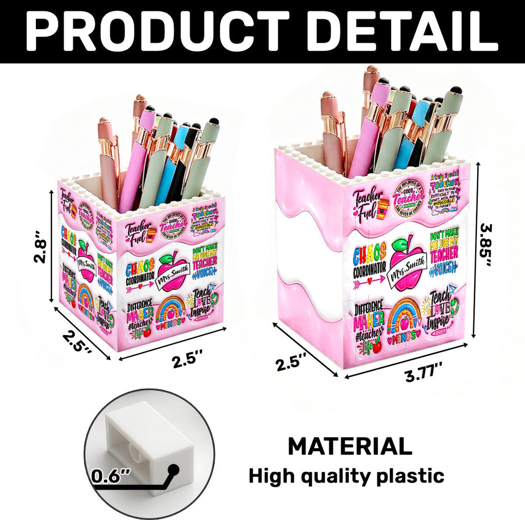 Teacher Fuel Chaos Ordinator - Personalized Building Brick Pen Holder