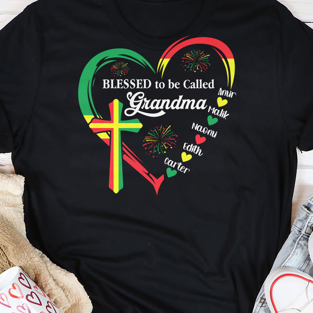 Blessed To Be Called Grandma - Personalized 2D Unisex T-shirt