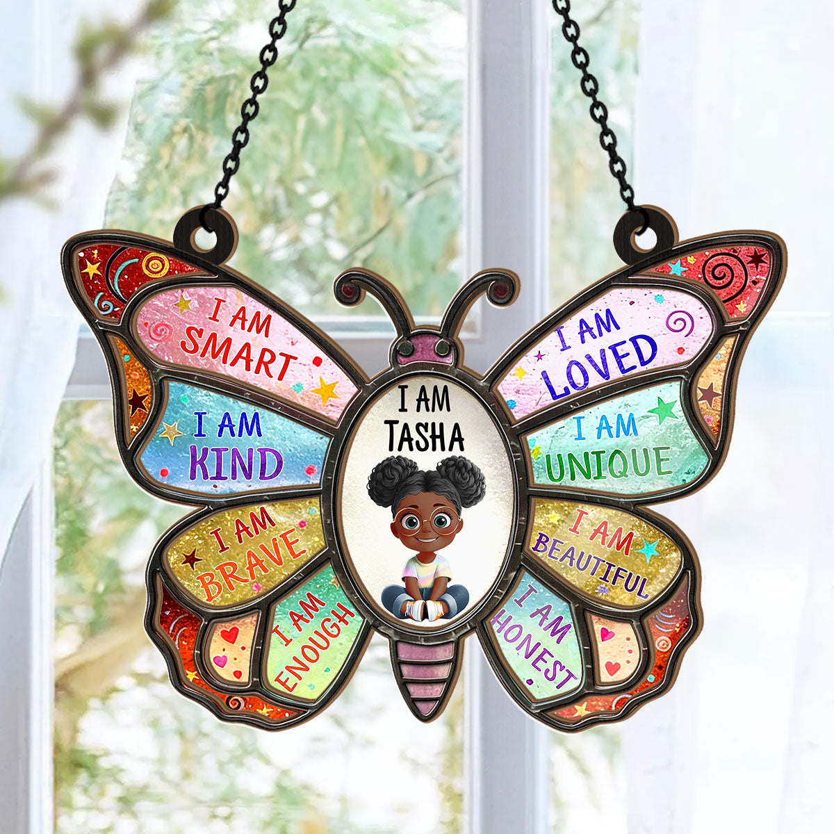 I Am Smart I Am Kind - Personalized Window Hanging Suncatcher