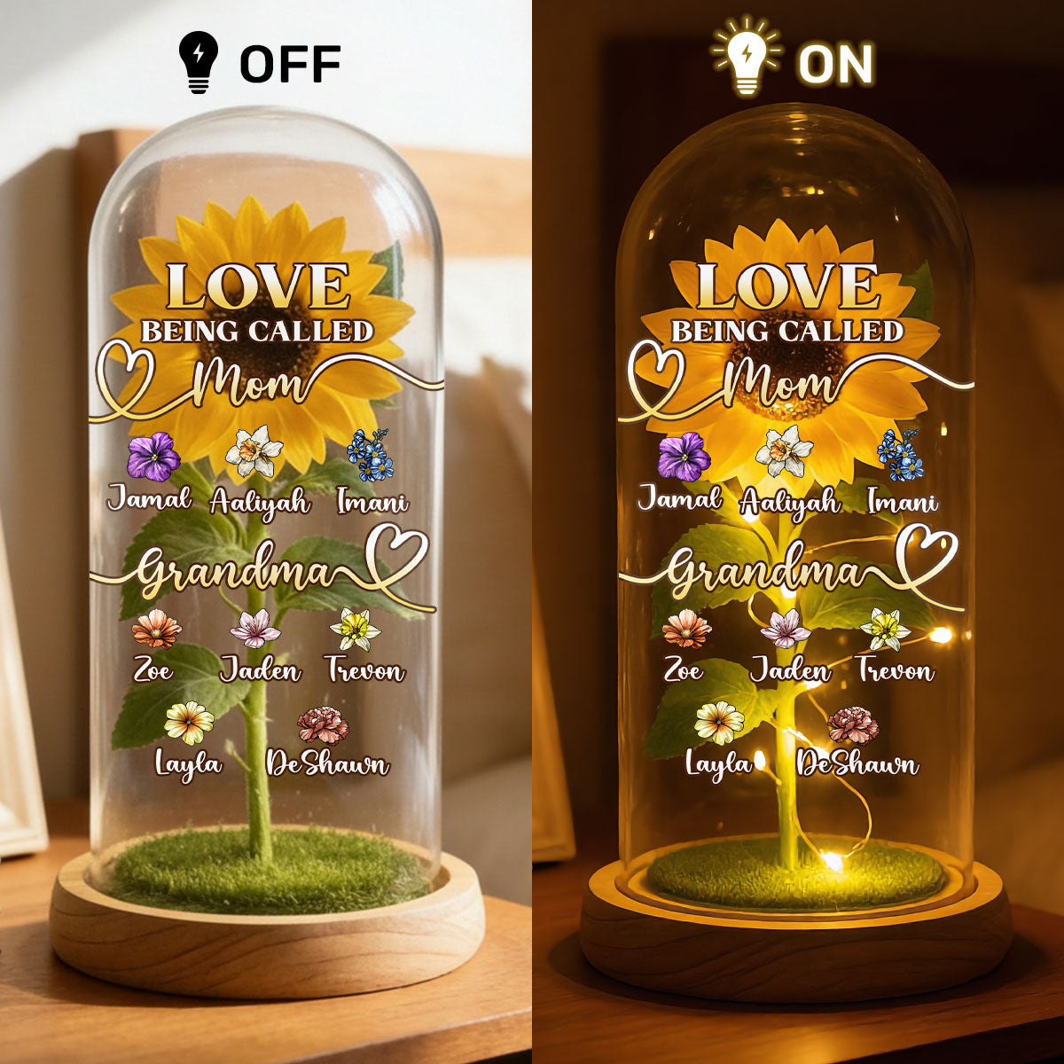 Love Being Called Grandma - Personalized Sunflower Dome Lamp