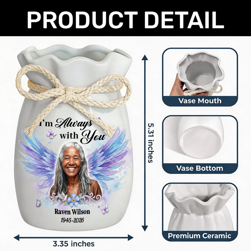I'm Always With You - Personalized Flower Vase With Ribbon