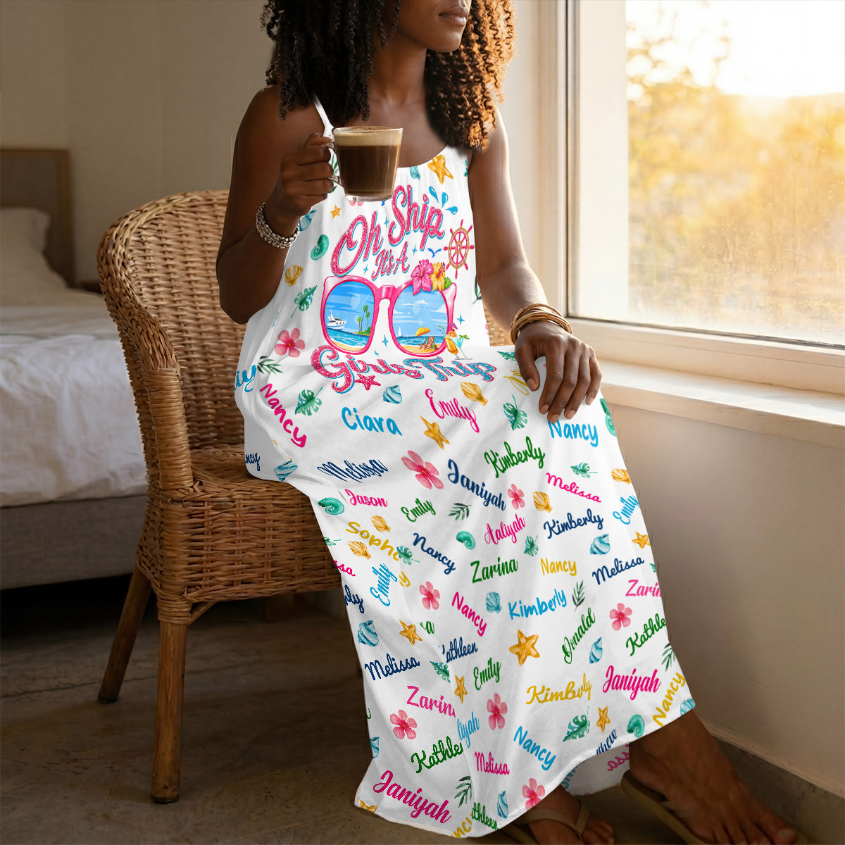 Oh Ship It's A Girls Trip - Personalized Backless Cami Maxi Dress