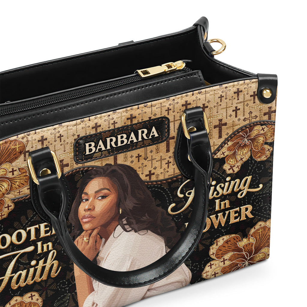 Rooted In Faith Rising In Power - Personalized Leather Handbag