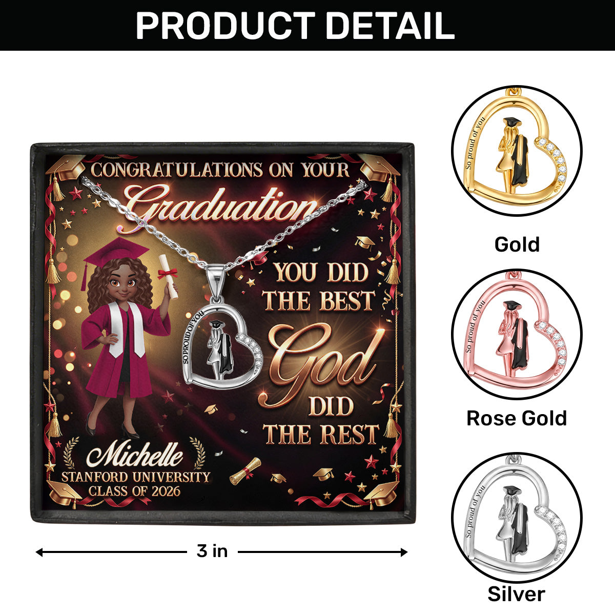 You Did The Best God Did The Rest - Personalized Graduation Girl Necklace