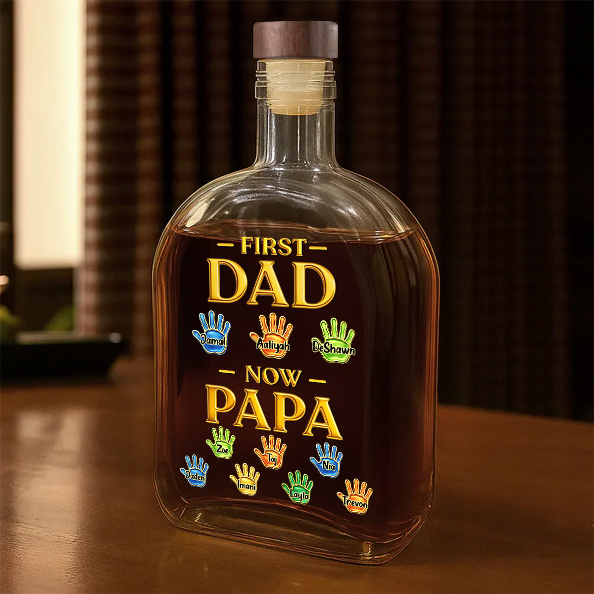 First Dad Now PaPa - Personalized Whiskey Bottle