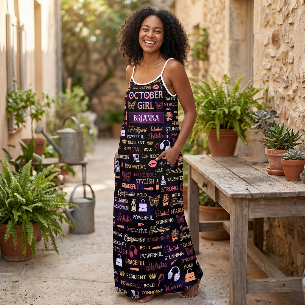 Month Girl - Personalized Backless Cami Maxi Dress