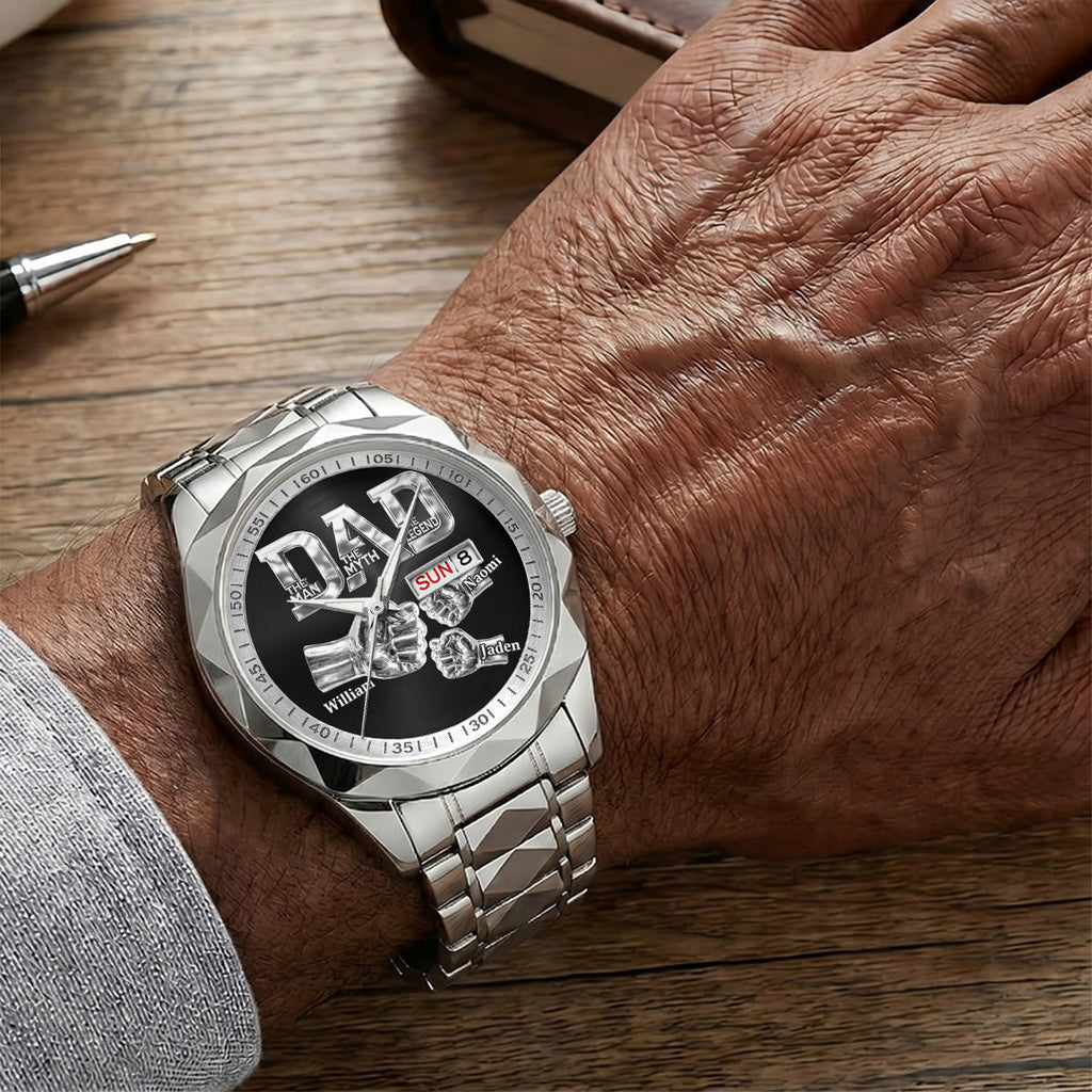 Dad The Man The Myth The Legend - Personalized Men's Wrist Watch